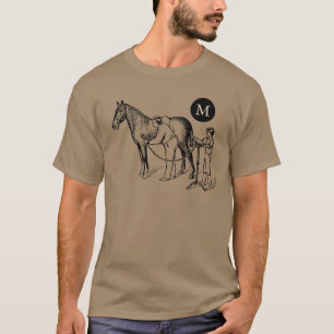 Camiseta VINTAGE Ilustracion de recorte de caballos Monogra