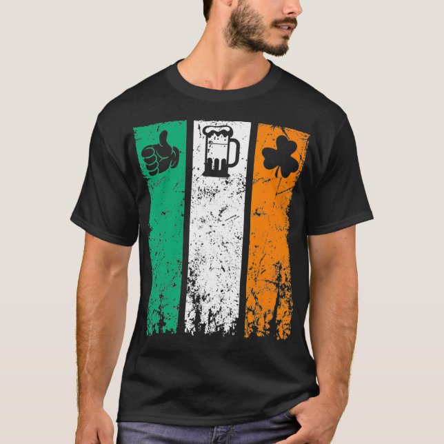 Camiseta Vintage Ireland Flag Beer Love Irish Drinking (Anverso)