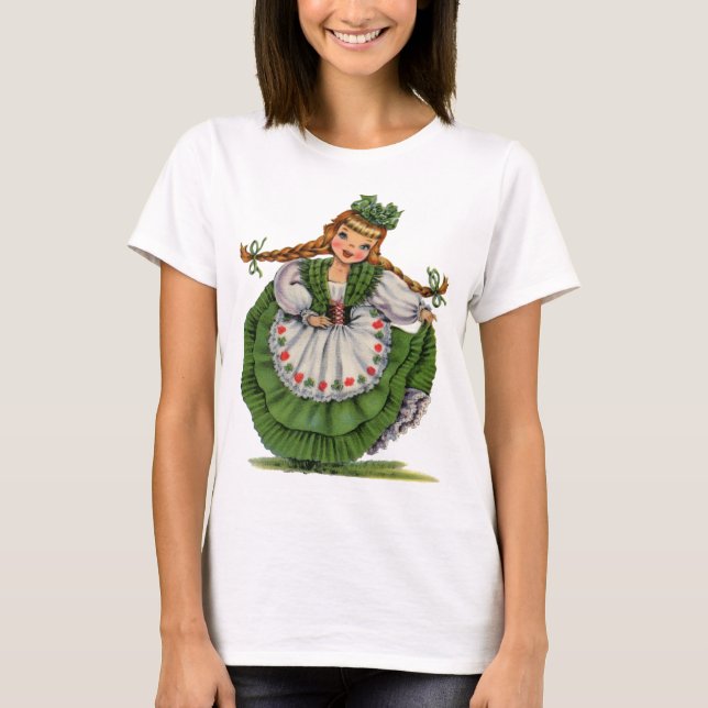 Camiseta Vintage Irish Chica Vestido Tradicional (Anverso)