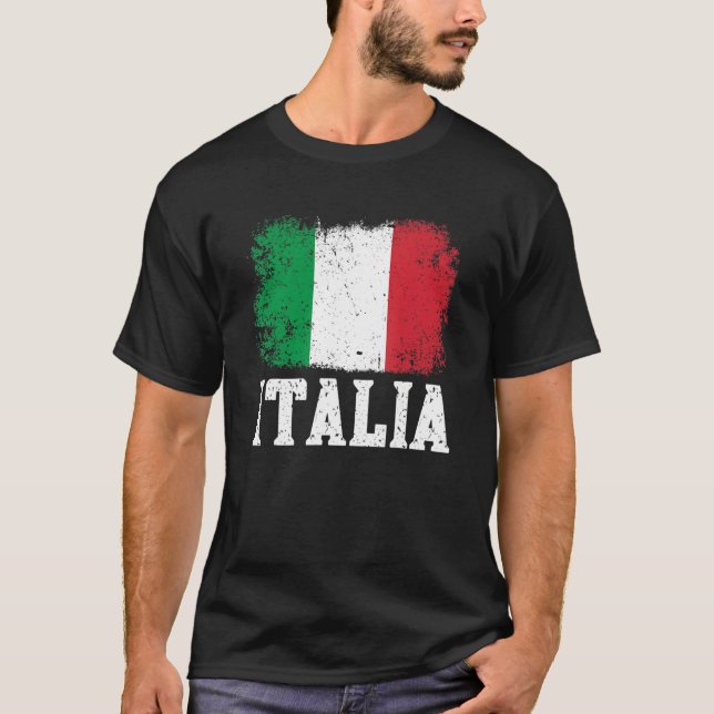 Camiseta Vintage Italia Bandera Italiana Orgullo Patriótico (Anverso)