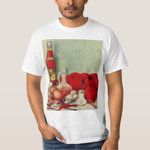 Camiseta Vintage Italiano Tomate Cebollas Pimientos Catsup
