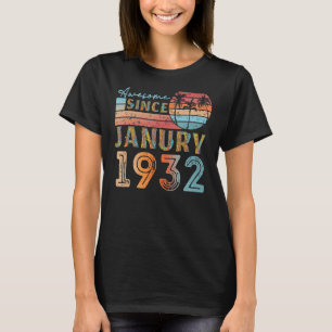 Camiseta vintage janury 1932 92 años 90 cumpleaños hombres