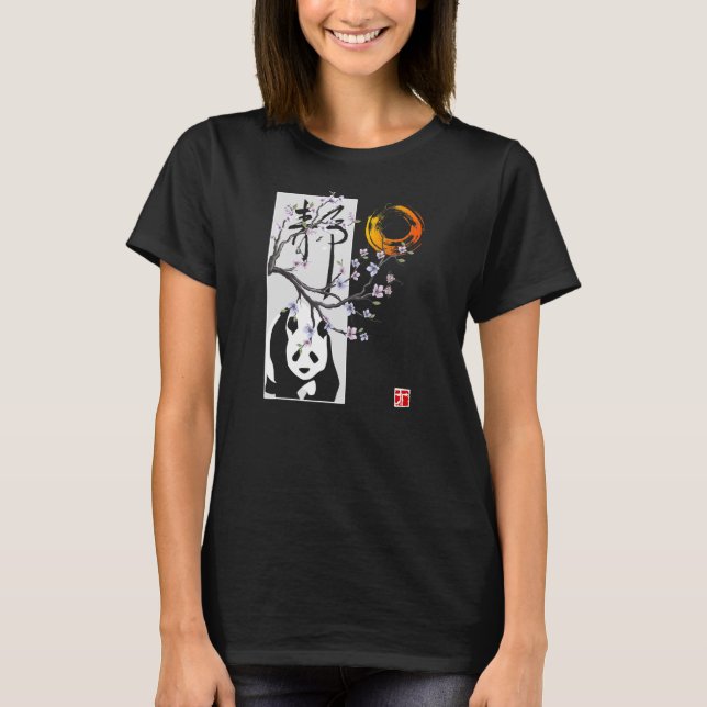 Camiseta Vintage japonés Sakura Cherry Blossom Panda (Anverso)