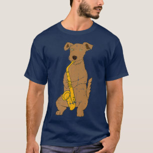 Camiseta Vintage Jazz Dog Saxophone Funny Puppy Musician