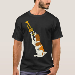 Camiseta Vintage Jazz Dog Trumpet Gracioso músico de pimien