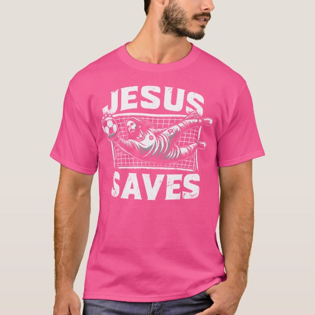 Camiseta Vintage Jesus Saves Soccer Goalie (Anverso)