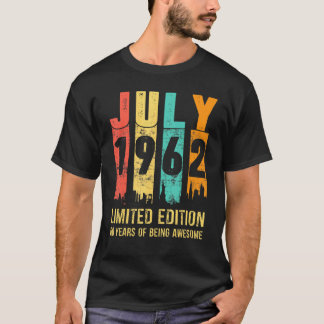 Camiseta Vintage Julio 1962 60 años 60 años cumpleaños
