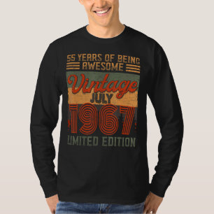 Camiseta Vintage Julio 1967 55 Cumpleaños 55 Años De Ser Aw