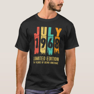Camiseta Vintage Julio 1968 54 años de edad 54º cumpleaños