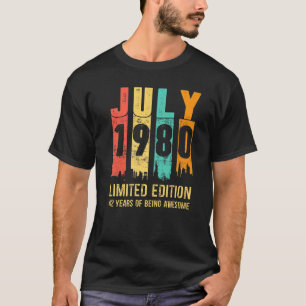 Camiseta Vintage Julio 1980 42 años de edad 42º cumpleaños