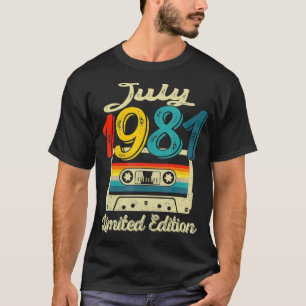 Camiseta Vintage July 1981 Cinta Cassette 41st Birthday Dec