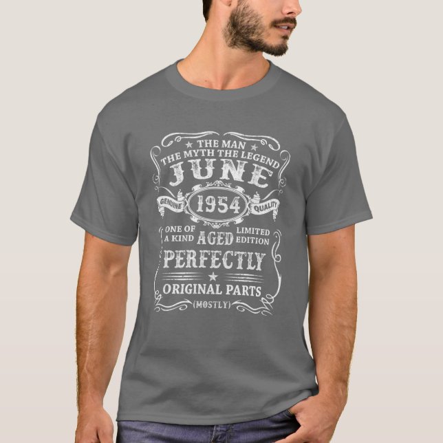 Camiseta Vintage Junio 1952 70º Cumpleaños Perfectamente 70 (Anverso)
