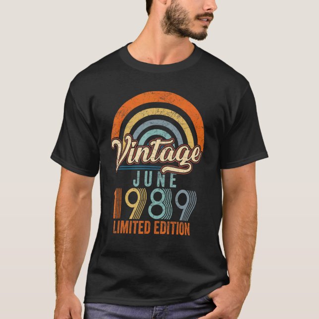 Camiseta Vintage Junio 1989 33a cumpleaños (Anverso)