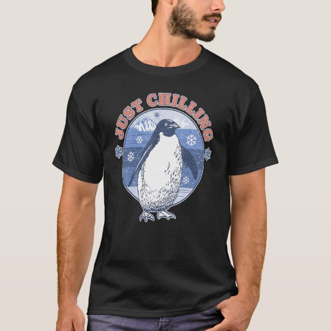 Camiseta Vintage Just Chilling Penguin (Anverso)