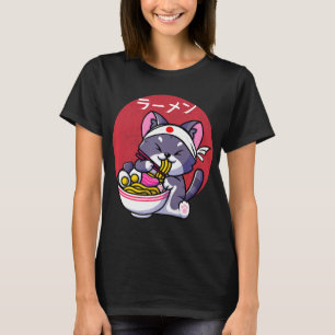 Camiseta Vintage Kawaii Anime Ramen Cat Regalo de comida ja