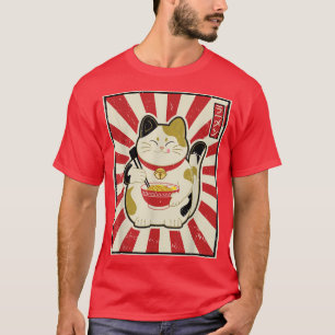 Camiseta Vintage Kawaii Maneki Neko come Ramen lindo japoné