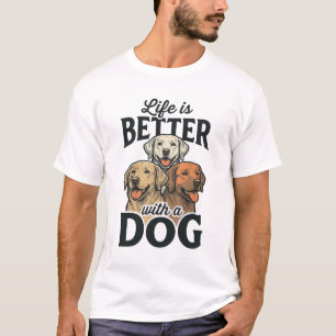 Camiseta Vintage La Vida Es Mejor Con Un Perro Diseño Vecto
