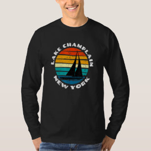 Camiseta Vintage Lake Champlain New York Sunset Sailboat Si