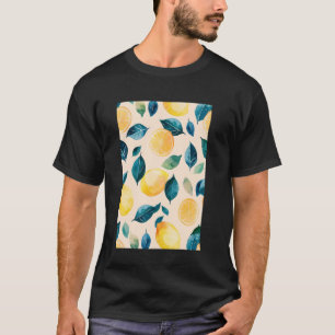Camiseta Vintage Lemon Fruit Pattern Art Watercolor