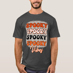 Camiseta Vintage Leopard Spooky Vibes Funny Halloween Men W