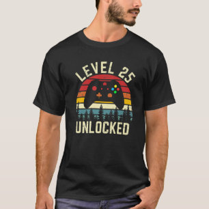 Camiseta Vintage Level 25 Unlocked Funny Video Gamer 25Th B