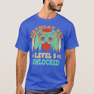 Camiseta Vintage Level 9 Unlocked Birthday Boy Video Game K