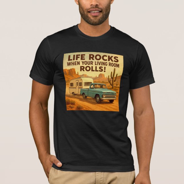Camiseta Vintage Life Rocks Deset RV Adventure (Anverso)