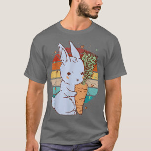 Camiseta Vintage lindo conejo abrazando una zanahoria, zana
