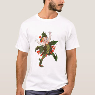 Camiseta Vintage lindo del niño de flor del navidad del