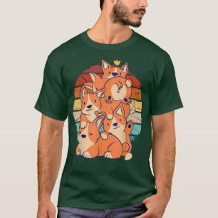 Camiseta Vintage lindos perros Corgi encima del otro Corgi