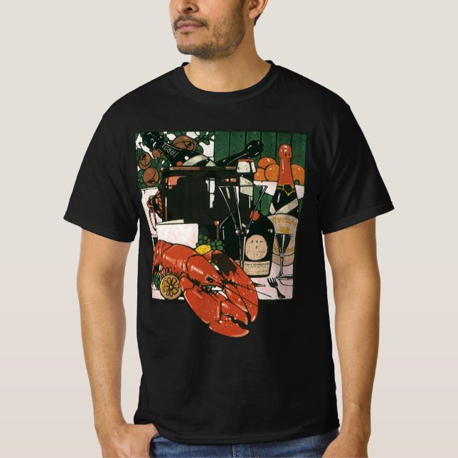 Camiseta Vintage Lobster Champagne; elegante Fiesta (Anverso)
