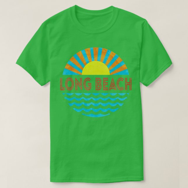 Camiseta Vintage Long Beach Sun Y Waves (Diseño del anverso)