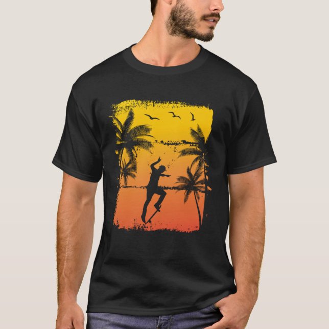 Camiseta Vintage Longboard Skateboard Skateboarding Sunset (Anverso)