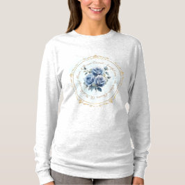 Camiseta Vintage Look Blue Rosa Long Sleeve T-Shirt