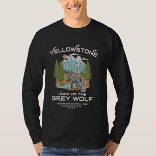 Camiseta Vintage Look Yellowstone Parque Nacional Gray Wolf