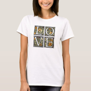 Camiseta Vintage Love Floral Typography Valentine Camiset