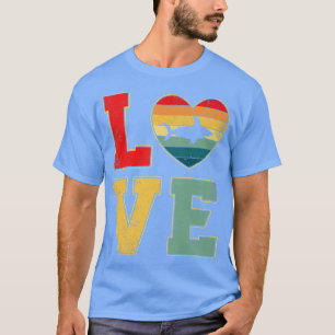 Camiseta Vintage Love Shark Retro 70s 80s Heart Sea Animals