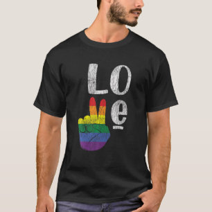 Camiseta Vintage Love Win Rainbow Peace Sign Orgullo Lesbia