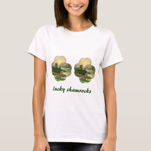 Camiseta Vintage Lucky Gold Shamrock con un castillo irland