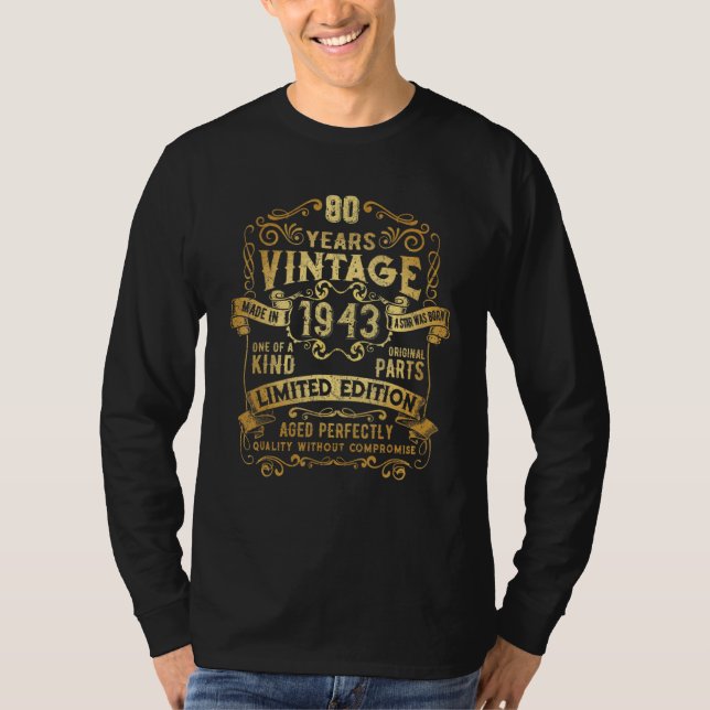 Camiseta Vintage Made in 1943 80th Birthday (Anverso)