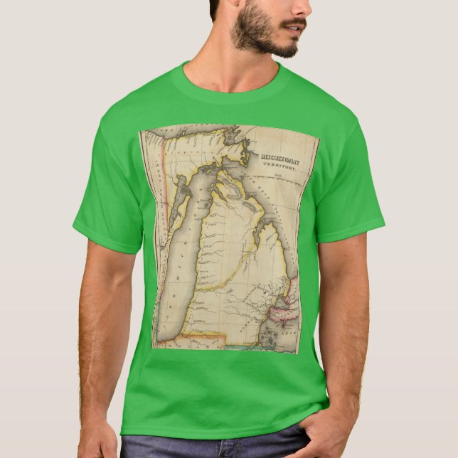 Camiseta Vintage Map of Michigan 1822 (Anverso)