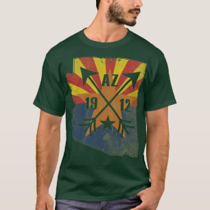 Camiseta Vintage mapa de la bandera del estado de Arizona a