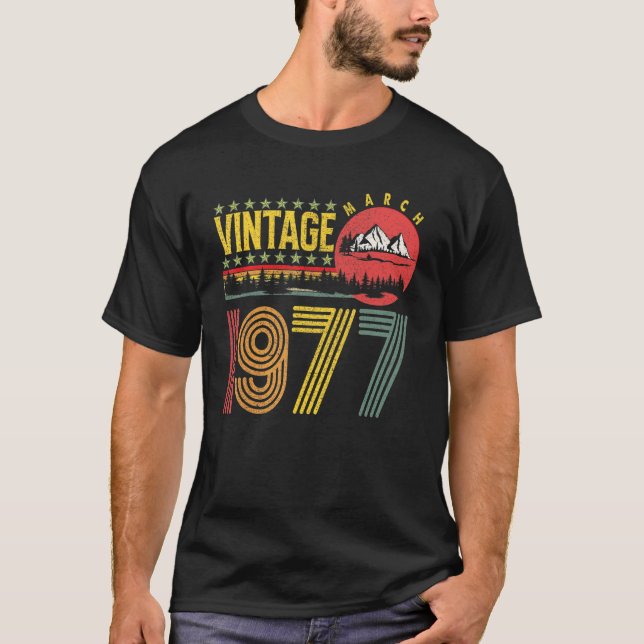 Camiseta Vintage March 1977 Cumpleaños de 45 años (Anverso)