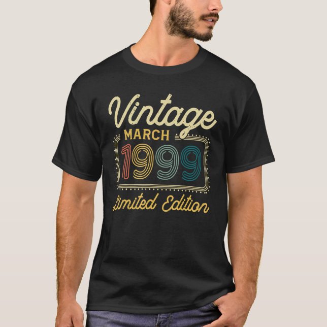 Camiseta Vintage March 1999 Cumpleaños de 23 años (Anverso)