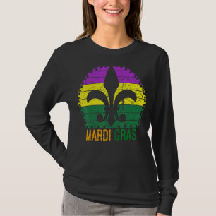 Camiseta Vintage Mardi Gras Fleur De Lis Carnival Fat Tuesd