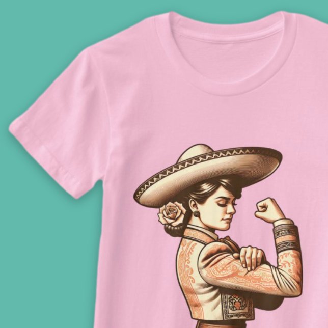 Camiseta Vintage Mariachi, herencia hispana de mexicanas (Vintage Mariachi Mexican Woman Hispanic Heritage T-Shirt.)
