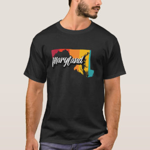 Camiseta Vintage Maryland Retro 70s Stripes Maryland Us Sta