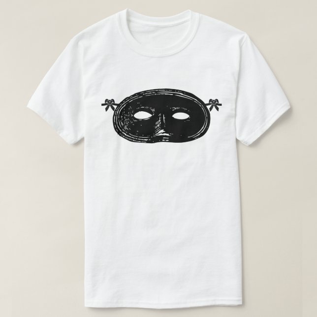 Camiseta Vintage mascarada máscara fiesta blanco negro (Diseño del anverso)