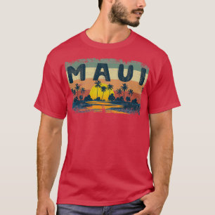 Camiseta Vintage Maui Sunset Hawaii Retro 70 Beach Palm Tr