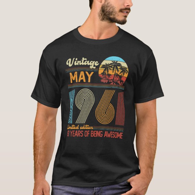 Camiseta Vintage Mayo 1961 Cumpleaños 1 (Anverso)